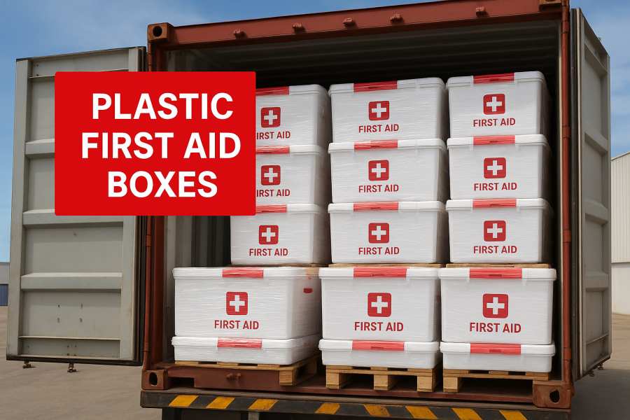 Yiwu Kebon Healthcare toimittaa täyden astian muovisia ensiapulaatikoita Dubaille