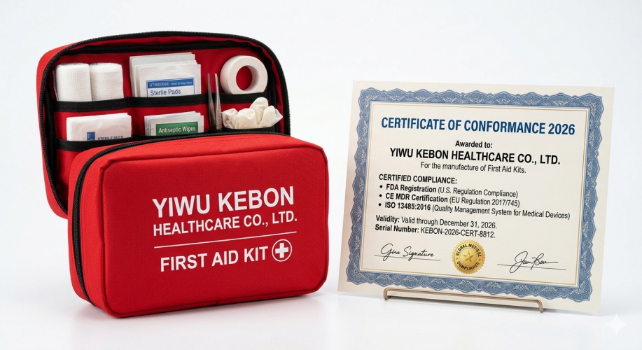 Yiwu Kebon Healthcare: Ensiapupakkausten 2026 FDA-, CE- ja ISO 13485 -sertifikaatit uusittu